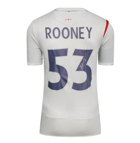 Wayne Rooney Back Signed England 2005-07 Home Shirt: 53 Goals Edition In Deluxe Packaging