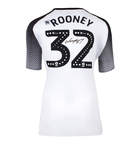 Wayne Rooney Back Signed Derby County 2019-20 Home Shirt In Deluxe Packaging