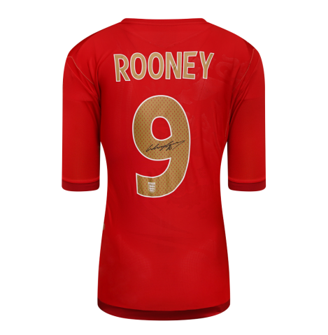 Wayne Rooney Back Signed England 2004-06 Away Shirt In Deluxe Packaging