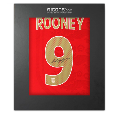 Wayne Rooney Back Signed England 2004-06 Away Shirt In Deluxe Packaging