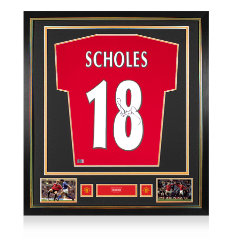 Paul Scholes Official Manchester United Back Signed and Framed 1999 Home Shirt