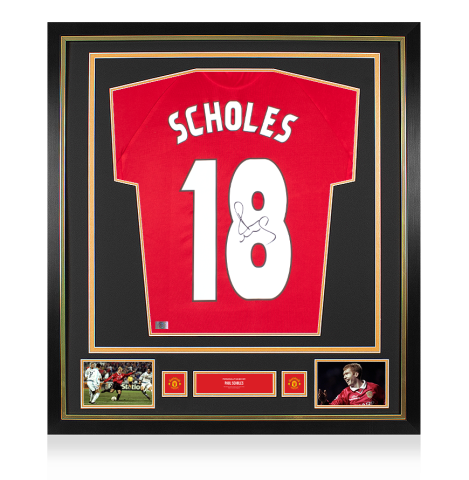 Paul Scholes Official Manchester United Back Signed and Framed 1999 UEFA Champions League Shirt