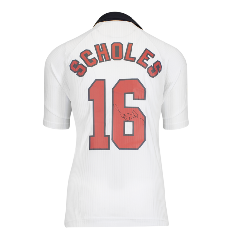 Paul Scholes Official FIFA World Cup™ Back Signed England 1998 Home Shirt In Deluxe Packaging