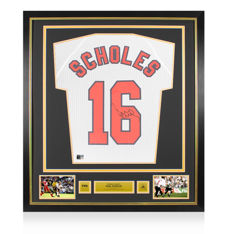 Paul Scholes Official 1998 FIFA World Cup™ Back Signed and Framed England 1998 Home Shirt