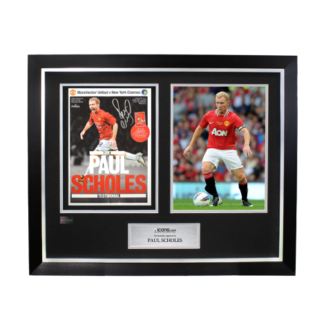 Paul Scholes Signed and Framed Manchester United Testimonial Programme