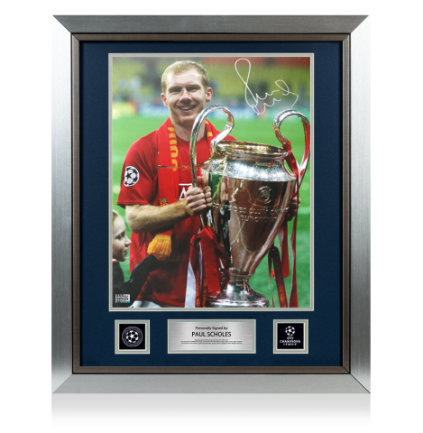 Paul Scholes Official UEFA Champions League Signed and Framed Manchester United Photo: 2008 UEFA Champions League Winner Paul Scholes Official UEFA Champions League Signed and Framed Manchester United Photo: 2008 UEFA Champions League Winner