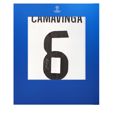 Eduardo Camavinga Official UEFA Champions League Back Signed Real Madrid 2025-26 Home Shirt With Fan Style Number In Deluxe Packaging