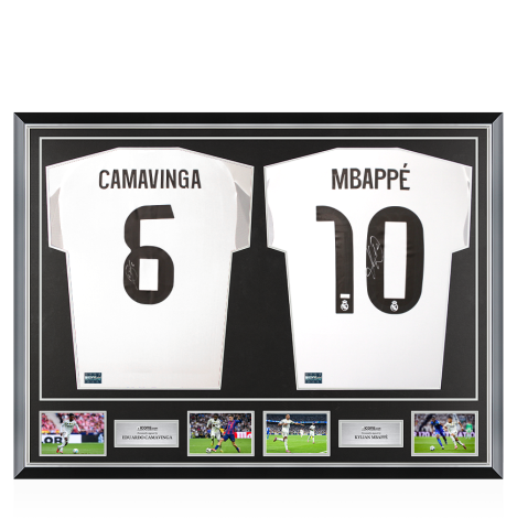 Eduardo Camavinga & Kylian Mbappe Signed Real Madrid CF Shirts In Classic Dual Frame