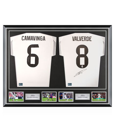 Eduardo Camavinga & Federico Valverde Signed Real Madrid Shirts In Classic Dual Frame