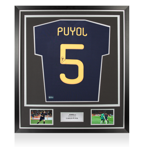 Carles Puyol Back Signed Spain 2010 Away Shirt In Classic Frame