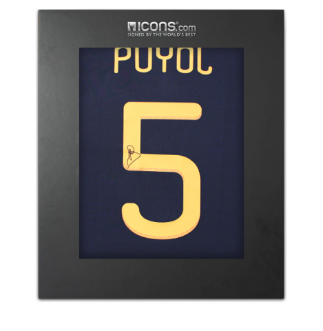 Carles Puyol Back Signed Spain 2010 Away Shirt In Deluxe Packaging