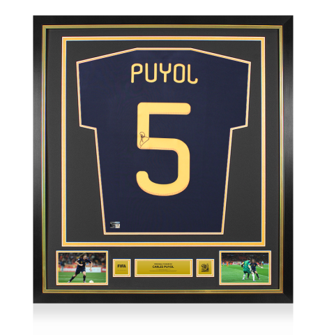 Carles Puyol Official 2010 FIFA World Cup™ Back Signed and Framed Spain 2010 Away Shirt