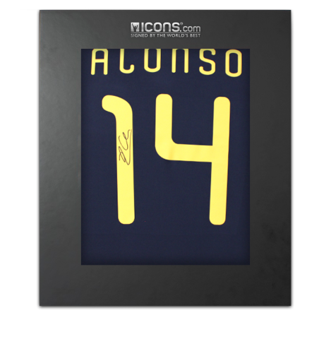 Xabi Alonso Back Signed Spain 2010 Away Shirt In Deluxe Packaging