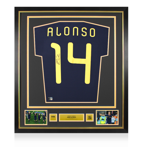 Xabi Alonso Official 2010 FIFA World Cup™ Back Signed and Framed Spain 2010 Away Shirt