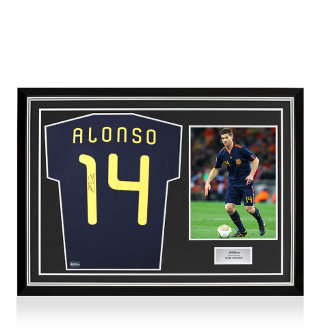 Xabi Alonso Back Signed Spain 2010 Away Shirt In Hero Frame: Option 1
