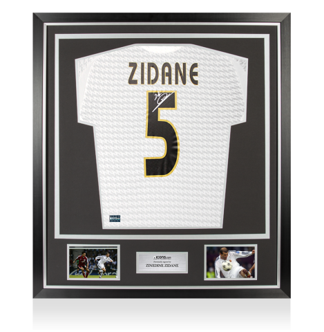 Zinedine Zidane Back Signed Real Madrid 2024-25 Home Shirt with Fan Style Number In Classic Frame Zinedine Zidane Back Signed Real Madrid 2024-25 Home Shirt with Fan Style Number In Classic Frame