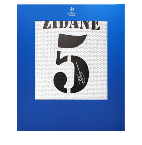 Zinedine Zidane Official UEFA Champions League Back Signed Real Madrid 2024-25 Home Shirt with Fan Style Number In Deluxe Packaging