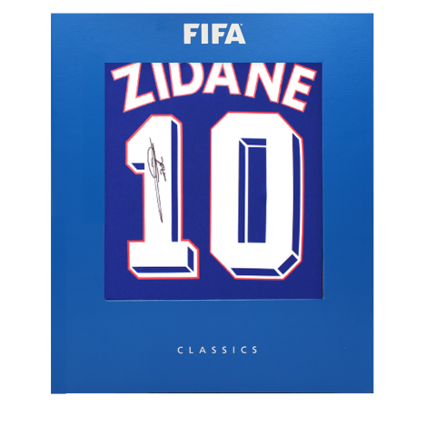 Zinedine Zidane Official FIFA World Cup™ Back Signed France 2024 Home Shirt with Fan Style Number In Deluxe Packaging Zinedine Zidane Official FIFA World Cup™ Back Signed France 2024 Home Shirt with Fan Style Number In Deluxe Packaging