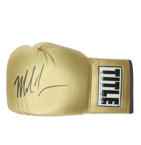 Mike Tyson Signed Gold Title Boxing Glove