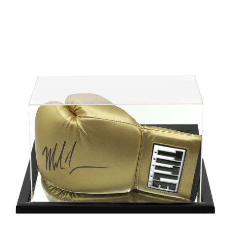 Mike Tyson Signed Gold Title Boxing Glove In Acrylic Case Mike Tyson Signed Gold Title Boxing Glove In Acrylic Case