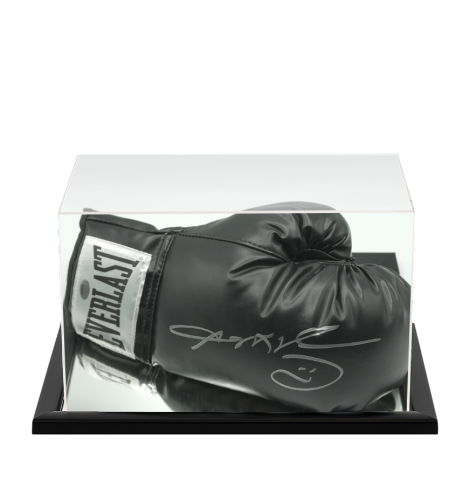 Sugar Ray Leonard Signed Black Everlast Boxing Glove In Acrylic Case