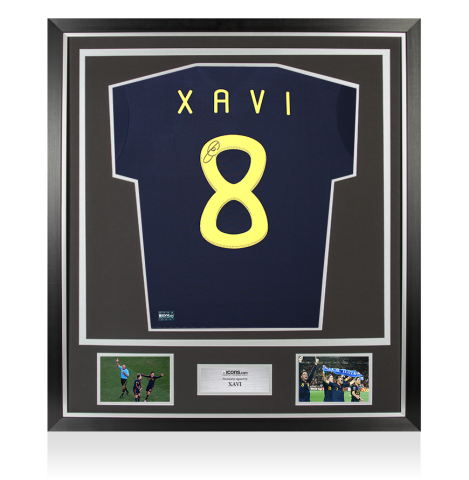 Xavi Back Signed Spain 2010 Away Shirt In Classic Frame