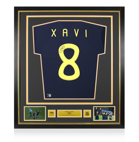 Xavi Official 2010 FIFA World Cup™ Back Signed and Framed Spain 2010 Away Shirt