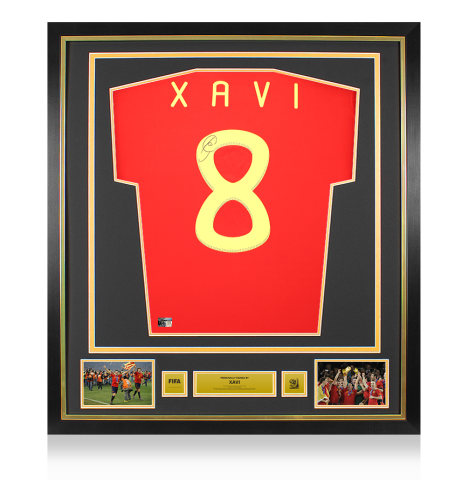 Xavi Official 2010 FIFA World Cup™ Autographed and Framed Spain 2010 Home Jersey