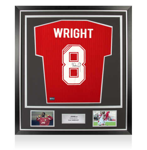 Ian Wright Back Signed Arsenal 1985 Centenary Home Shirt In Classic Frame