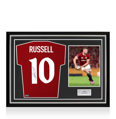 Finn Russell Back Signed British & Irish Lions 2025 Shirt In Hero Frame: Option 1