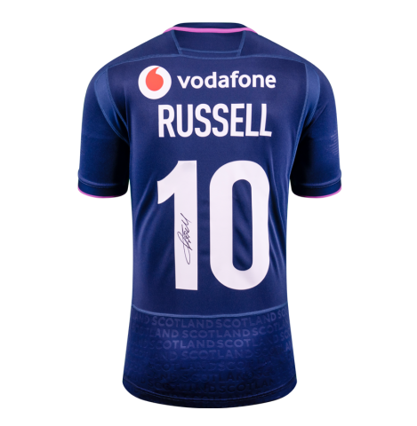 Finn Russell Back Signed Scotland Rugby 2025 Home Shirt In Deluxe Packaging