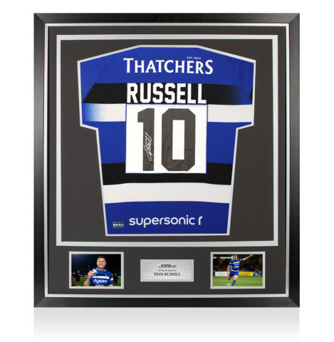 Finn Russell Back Signed Bath Rugby 2025 Home Shirt In Classic Frame