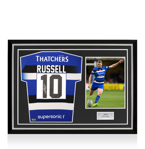 Finn Russell Back Signed Bath Rugby 2025 Home Shirt In Hero Frame: Option 1