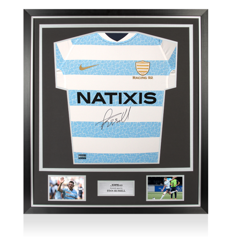 Finn Russell Front Signed Racing 92 Home Shirt In Classic Frame