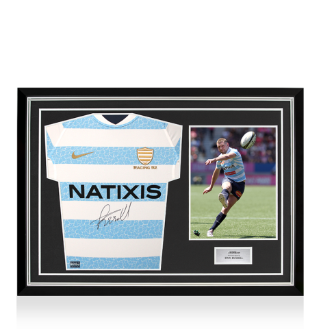 Finn Russell Front Signed Racing 92 Home Shirt In Hero Frame: Option 1