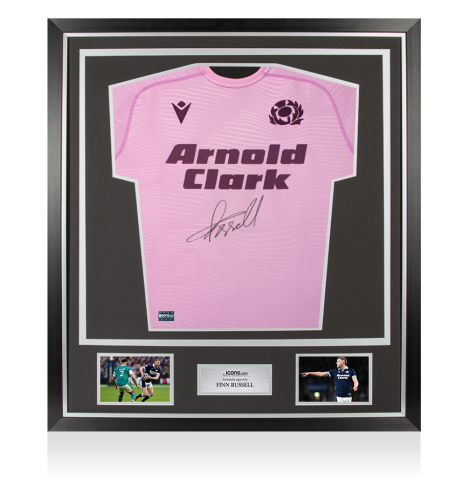 Finn Russell Front Signed Scotland Rugby 2025 Away Shirt In Classic Frame