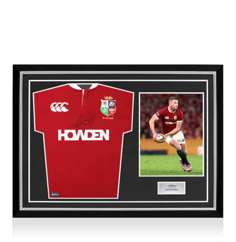 Finn Russell Front Signed British & Irish Lions 2025 Shirt In Hero Frame: Option 1