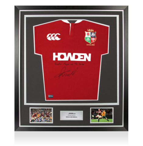 Finn Russell Front Signed British & Irish Lions Shirt - Howden Player Of The Series Inscription In Classic Frame