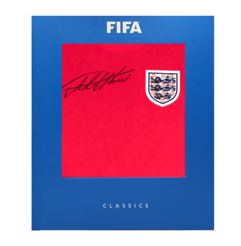 Sir Geoff Hurst Official FIFA World Cup™ Front Signed England 1966 Away Shirt In Deluxe Packaging