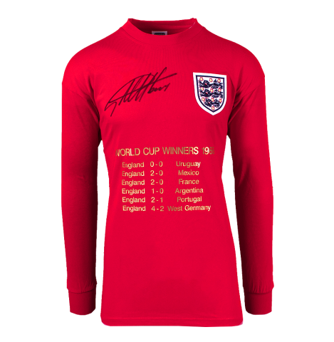 Sir Geoff Hurst Official FIFA World Cup™ Front Signed England 1966 Away Shirt - 1966 FIFA World Cup Winner Stats In Deluxe Packaging
