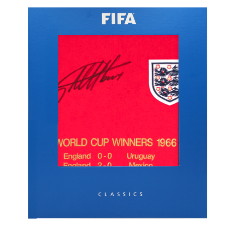 Sir Geoff Hurst Official FIFA World Cup™ Front Signed England 1966 Away Shirt - 1966 FIFA World Cup Winner Stats In Deluxe Packaging