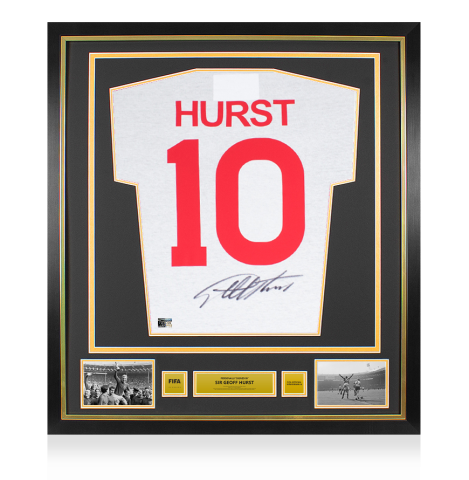 Sir Geoff Hurst Official FIFA World Cup™ Back Signed and Framed England T-Shirt 