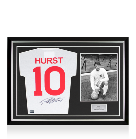 Sir Geoff Hurst Back Signed England T-Shirt In Hero Frame: Option 1