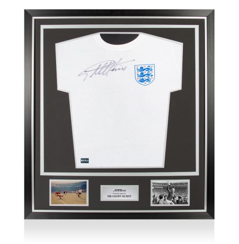 Sir Geoff Hurst Front Signed England T-Shirt In Classic Frame
