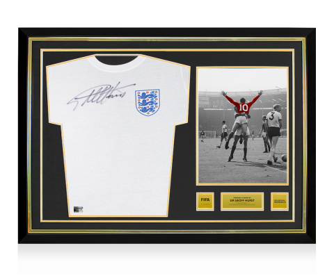 Geoff Hurst Official FIFA World Cup™ Front Signed and Hero Framed England T-Shirt