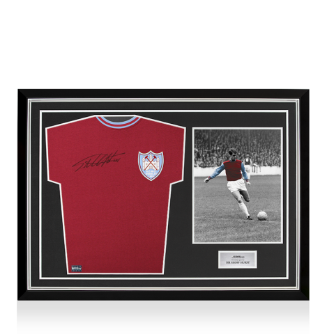 Sir Geoff Hurst Front Signed West Ham 1965 ECWC Final Shirt In Hero Frame: Option 1