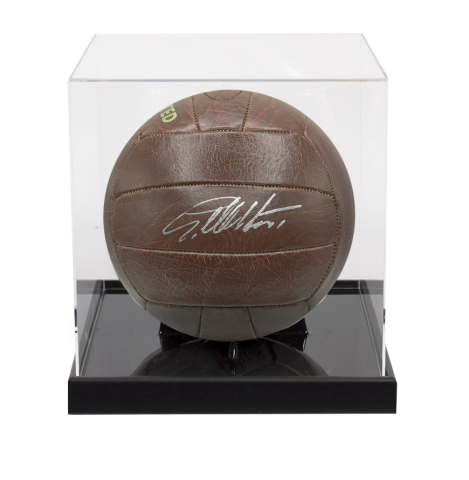 Sir Geoff Hurst Signed West Ham Retro Football In Acrylic Case