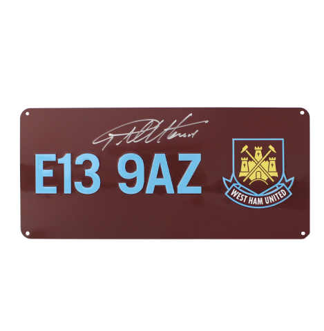 Sir Geoff Hurst Signed West Ham United Upton Park Street Sign - Claret