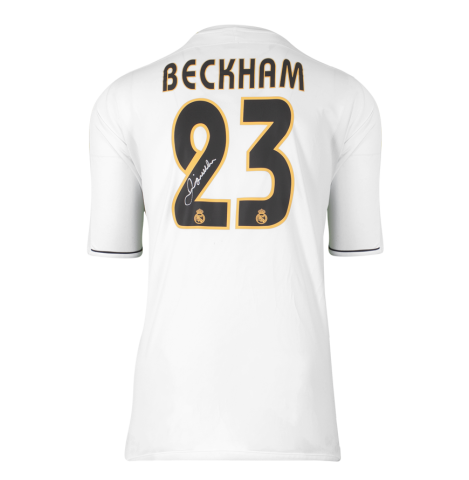 David Beckham Official UEFA Champions League Back Signed Real Madrid 2003-04 Home Shirt In Deluxe Packaging David Beckham Official UEFA Champions League Back Signed Real Madrid 2003-04 Home Shirt In Deluxe Packaging