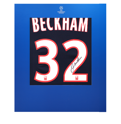 David Beckham Official UEFA Champions League Back Signed Paris Saint-Germain 2013-14 Home Shirt In Deluxe Packaging